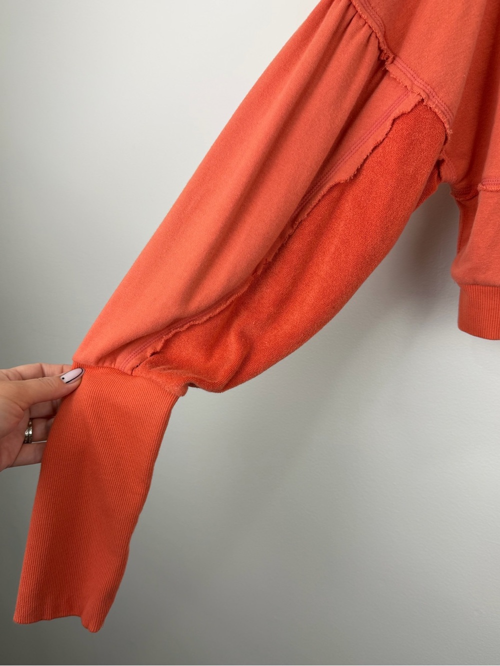 Free People Movement Orange Inside Out Cropped Sweatshirt Size S - Picture 4 of 6